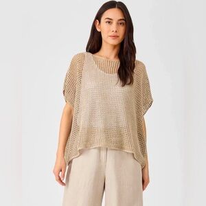 NWT Eileen Fisher Organic Linen Délavé Bateau Neck Top Natural Size L